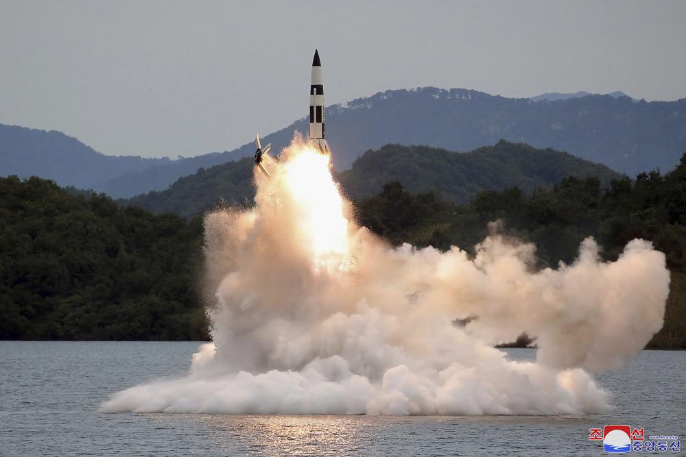 FILE – This photo provided on Oct. 10, 2022, by the North Korean government purports to show a missile test at an undisclosed location in North Korea, as taken sometime between Sept. 25 and Oct. 9. Independent journalists were not given access to cover the event depicted in this image distributed by the North Korean government. The content of this image is as provided and cannot be independently verified. Korean language watermark on image as provided by source reads: “KCNA” which is the abbreviation for Korean Central News Agency. (Korean Central News Agency/Korea News Service via AP, File)