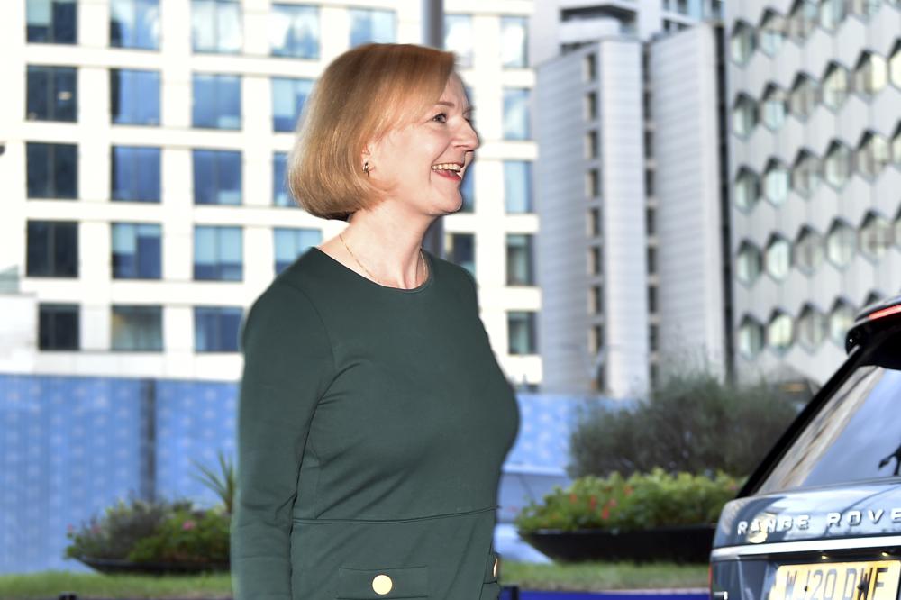 Britain’s Prime Minister Liz Truss arrives to attend the Conservative Party conference at the ICC, in Birmingham, England, Saturday, Oct. 1, 2022. (AP Photo/Rui Vieira)