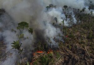 FILE – Smoke rises from a forest fire in the Transamazonica highway region, in the municipality of Labrea, Amazonas state, Brazil, Sept. 17, 2022. Despite the smoke clogging the air of entire Amazon cities, state elections have largely ignored environmental issues. Far-right President Jair Bolsonaro is seeking a second four-year term against leftist Luiz Inácio Lula da Silva, who ruled Brazil between 2003 and 2010. (AP Photo/Edmar Barros, File)
