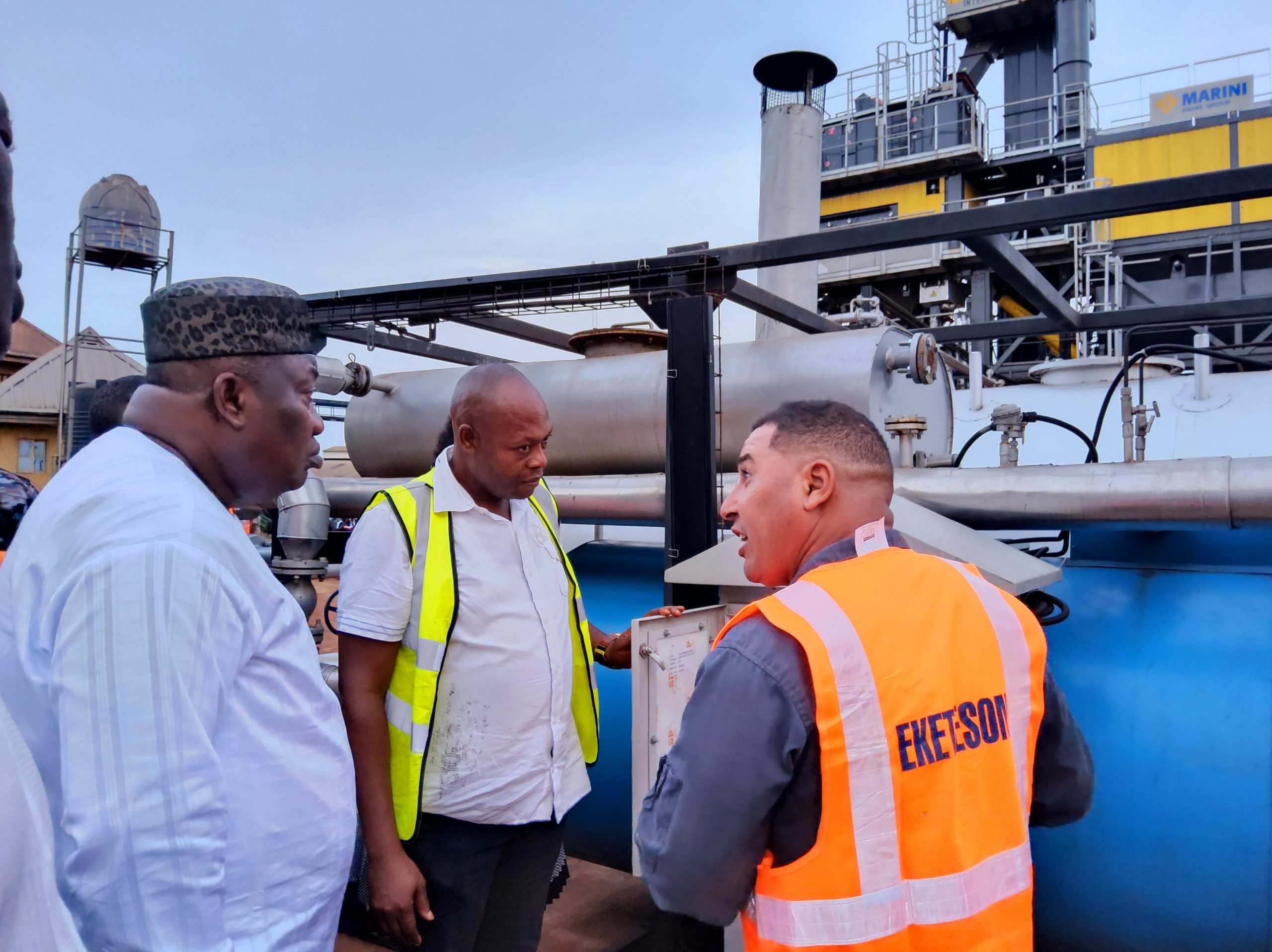 Gov. Ugwuanyi inspects newly-built asphalt plant in Enugu