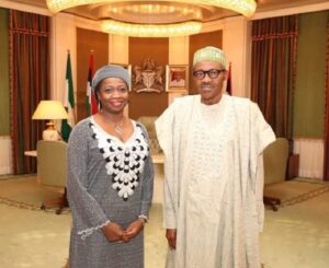 Abike-Dabiri-Erewa-with-president-Muhammadu-Buhari-at-presidential-villa-Abuja-731×598
