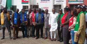 Group picture with PDP Cross River State Chairman, Ikem (4th from right) and the Executive Members of LP after the courtesy visit in Calabar