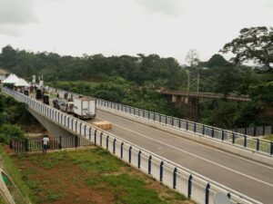 Newly inaugurated bridge with two lanes located border at the Nigeria-Cameroon border at Mfum/Ekok
