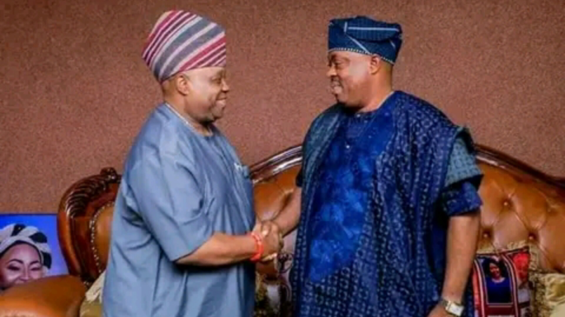 Governor Ademola Adeleke (L), Speaker Timothy Owoeye (R)