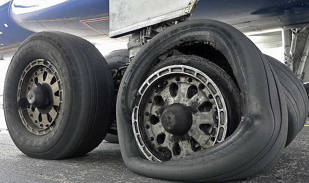 aero contractor plane tyre burst