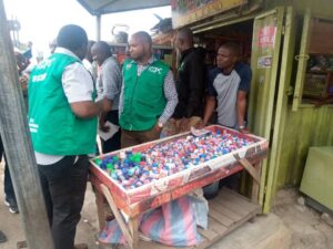 Some of the enforcement officials of Federal Competition and Consumer Protection Commission (FCCPC) at Etim Edem Park in Calabar, Cross River State