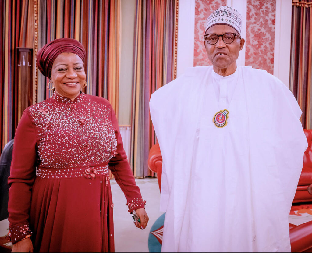 President Muhammadu Buhari receives briefing from the New NDDC Chairman Ms. Lauretta Onochie at the State House Abuja