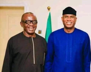 Delta APC Chairman Elder Omeni Sobotie (Left) with the party’s governorship flagbearer Deputy Senate President (DSP) Ovie Omo Agege (Right)
