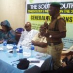 Stakeholders at the meeting brainstorm on how to achieve peaceful elections 