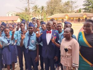 Permanent Secretary, Ministry of Education, Mr Abayomi Abolaji, Principal of Ikeja Senior High School, Mrs Adeola Bello- Ayanfalu and the inclusive students of Ikeja High School