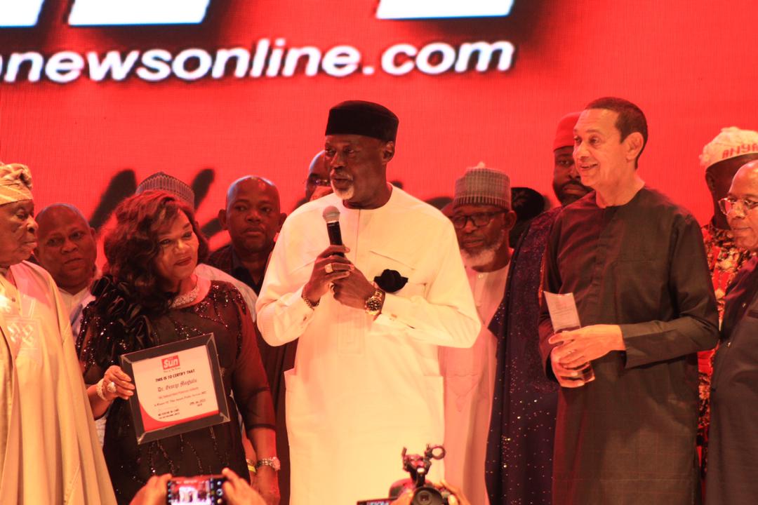 Dr George Moghalu of the National Inland Waterways Authority (NIWA) receives the Public Service award