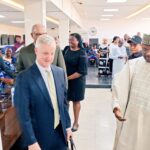 The president of IFES, Mr Anthony Banbury (middle), and his team paid a courtesy visit to INEC Chairman Prof Mahmood Yakubu (right) at the Commission’s conference room in Abuja. Present at the meeting was former INEC Chair Prof.Attahiru Jega (left), who is a board member of IFES
