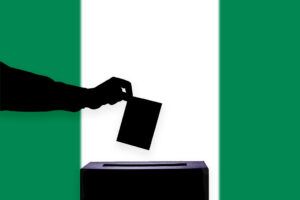 Nigeria flag with ballot box