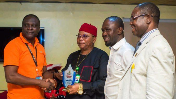L-R: Government Relations Manager of APM Terminals Apapa, Kayode Daniel; Assistant General Manager Health, Safety and Environment (HSE), Nigerian Ports Authority (NPA), Engr Ezunagu Linus; HSE Business Partner, APM Terminals Apapa, Ehiz Idiagi and Chief Port Safety Officer, Lagos Port Complex Apapa, Engr Apata Olusegun Joseph during the presentation of HSE Platinum Merit Award to APM Terminals Apapa recently
