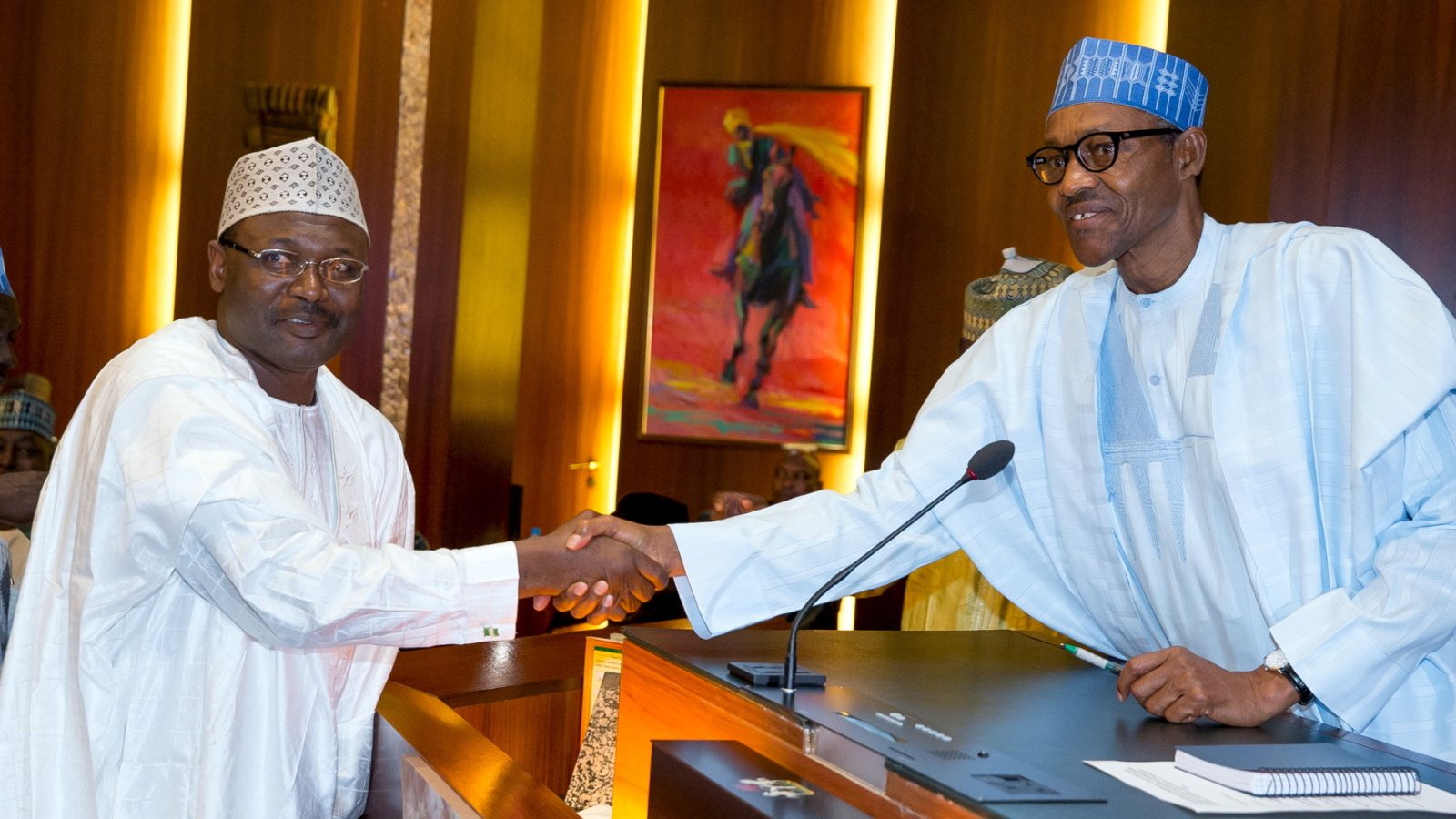 Election countdown: Buhari meets with INEC chairman in Aso Rock
