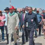 LP presidential candidate Peter Obi (middle) and running mate Datti Baba Ahmed (left) in Ilorin during a campaign stopover on Monday, February 6, 2023