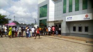Customers at the bank in Benin City