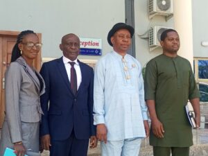 L-R: Acting Librarian Mrs Ogechi Lily Agu, Registrar Mr Aloysius Udeoke, VC of UNICHRIS Prof Oyelana Olatunji and Bursar Mr Chinedu Eze at the convocation briefing