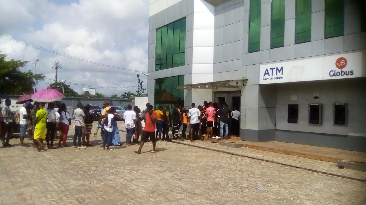 Customers at the bank in Benin City