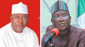 APC Candidate Titus Zam (L), Benue Governor Samuel Ortom (R)