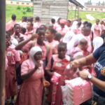 Distribution of sanitary pads to female students of the Festac Junior Grammar School