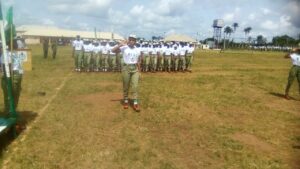 Cross section of the Corps Members during their parade at the NYSC Camp, Okada