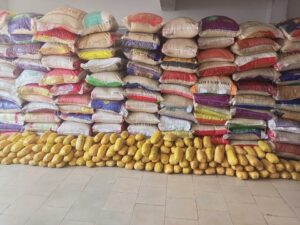 Bags of smuggled foreign parboiled rice and wraps of Cannabis Sativa seized by operative of the Ogun 1 Area Command of the Nigeria Customs Service
