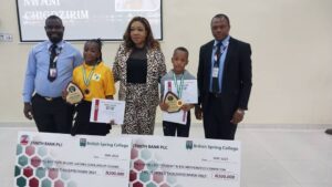 BSC Director Lady uju Dike, Principal, Kcent Obi and Dr Freedom Iwara with the star prize winners