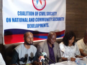 L-R: Executive Director, People’s Care And Advocacy Initiative (TPCAI), Danladi Isaac, and the Convener and Executive Director, Centre for Strategy Ethics and Value, Romanus Ugwu, addressing the press in Abuja