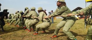 Corps members during Man ‘O War Thug of War exercise in Kaduna on Friday