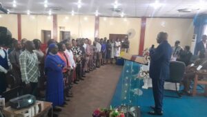 Prof. Okpoko, the UNN DVC Administration addressing Ethics Desk Officers during the occasion.