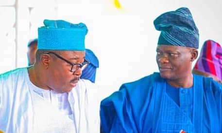 Senator Sharafadeen Alli (left) and Senator Teslim Folarin