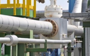 The oil production manifold at the wellsite