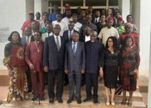 Prof Igwe, middle, Prof. Olarewaju, Prof. Ozumba and others during the occasion.