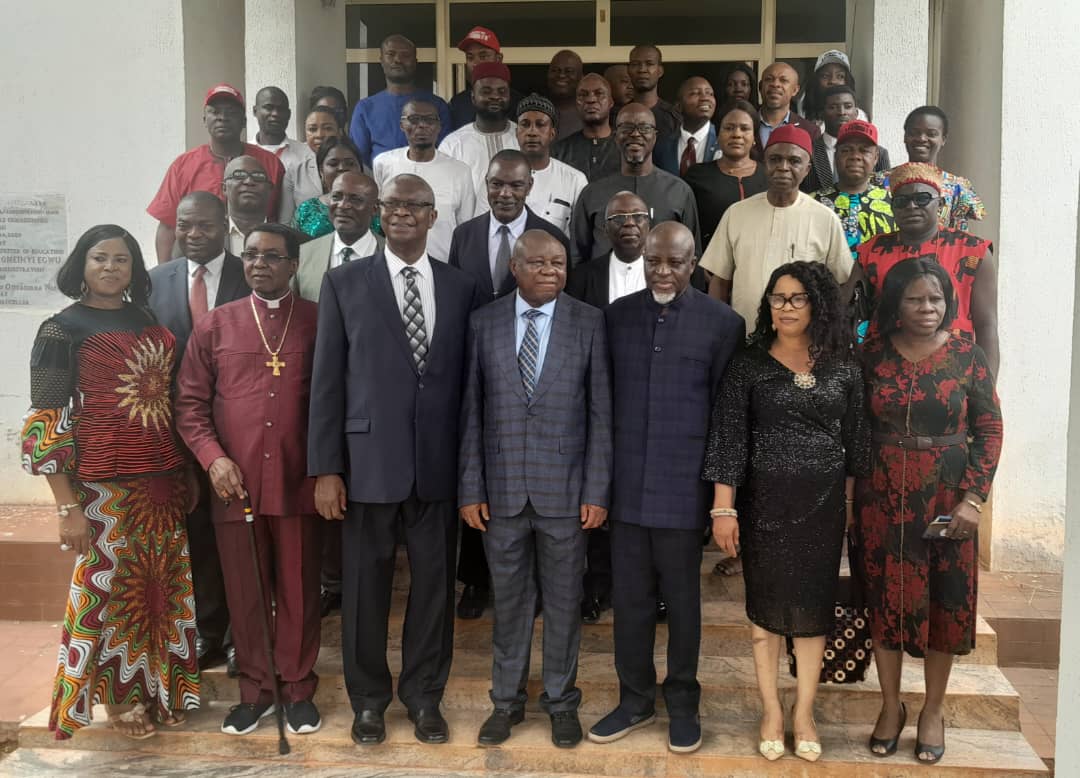 Prof Igwe, middle, Prof. Olarewaju, Prof. Ozumba and others during the occasion.