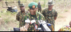 Commander 63 Brigade, Brigadier General Ugochukwu Unachukwu, briefing reporters in the premises of the arms factory