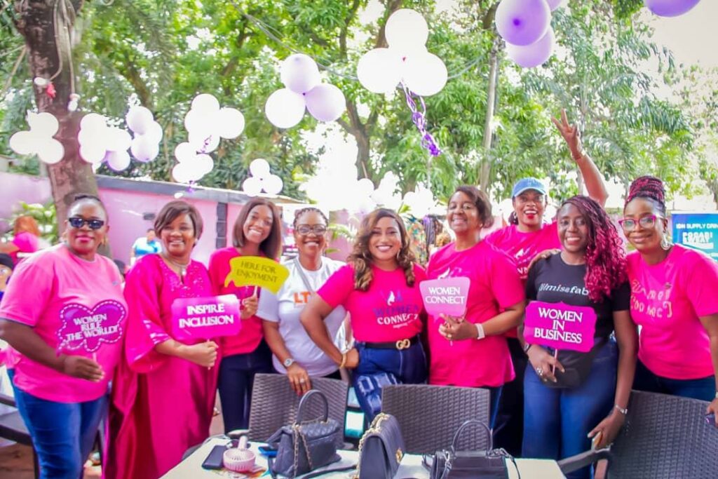 The Founder of Women Connect, (5th from right) Oyinlola Sale. being flanked by some other women at the Women Connect event