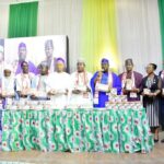 MD/CEO of Intersect Consortium and Guest Lecturer, Dr. Vincent Udenze; Wakili Adamawa, Alhaji Hassan Adamu; Chairman, House of Reps committee on Drugs and Narcotics, Hon. Abass Adigun; Deputy Chairman, Senate Committee on Drugs and Narcotics, Senator Sadiq Umar; Chairman of MTN Foundation, Prince Julius Adelusi Adeluyi; Chairman/Chief Executive Officer of NDLEA, Brig Gen Mohamed Buba Marwa (Rtd); Secretary to the Government of the Federation, Senator George Akume; Major Gen. A. T. Jibrin (Rtd); Director Drug Demand Reduction, NDLEA, Dr. Ngozi Madubuike; Agency Secretary, Shadrach Haruna and Country Representative, UNODC, Dr. Oliver Stolpe displaying NDLEA special test kits during the launch of ‘Save Our Families Campaign (SOF)’ at the commemoration of the World Drug Day at the State House Conference Centre, Abuja on Wednesday 26th June 2024