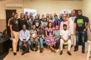 Participants with organisers of the training programme in a group photograph after the event.