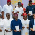 Dignitaries, led by Donald Duke, who represented former President Olusegun Obasanjo, at the launch of Echebiri’s book on Saturday.PHOTO CREDIT- Augustine Abu
