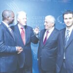 Former Lagos State Governor, Babatunde Raji Fashola (left), President Bill Clinton, with Ambassador Gilbert and Engr. Ronald Chagoury