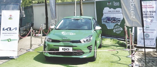 Going green…a Kia Rio powered by CNG on display at the Nigerian Auo Industry Summit in Lagos, recently