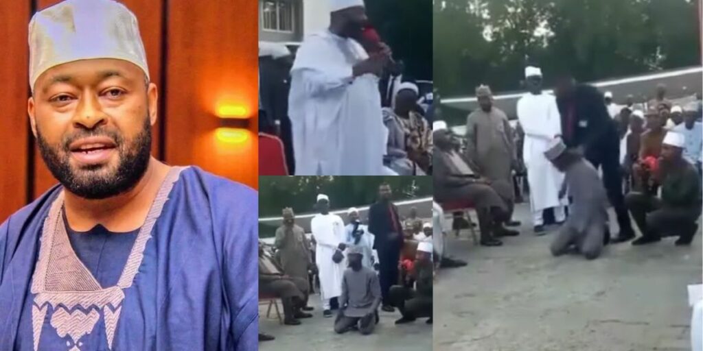 Moment-Niger-State-Governor-Mohammed-Bago-orders-his-security-aides-to-slap-and-arrest-an-Islamic-cleric-at-a-gathering
