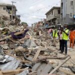 collapsed building at Arowojobe Estate, Maryland, Lagos
