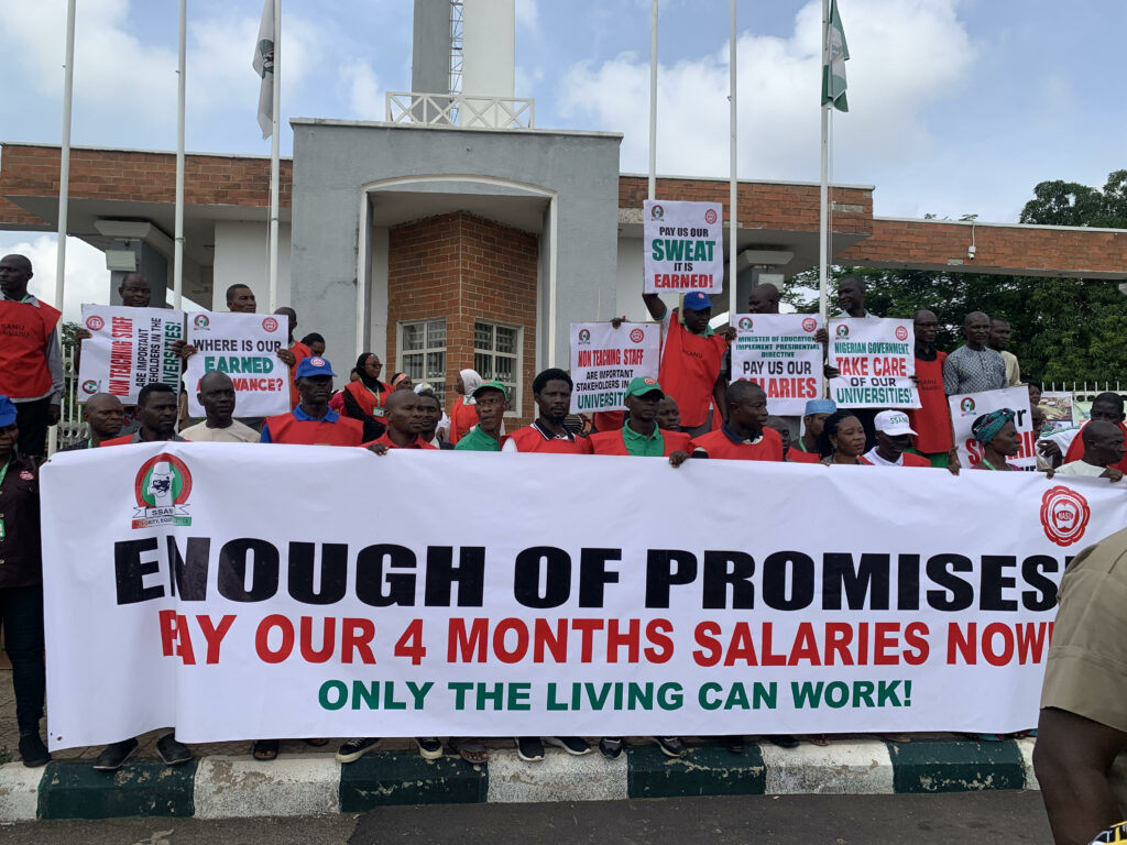 SSANU, NASU protest four months withheld salaries, threaten strike
