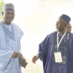 •Prof. Oloyede welcoming Prof. Mamman to the admission consultative policy meeting
