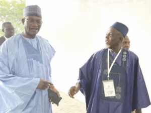 •Prof. Oloyede welcoming Prof. Mamman to the admission consultative policy meeting