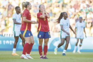 •Super Falcons against Spain yesterday.
