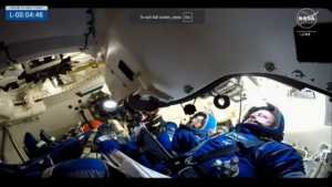 NASA astronauts Butch Wilmore and Suni Williams during NASA’s live shot of their takeoff on June 5, 2024. (NASA)