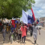 Nigerians with Russian flag